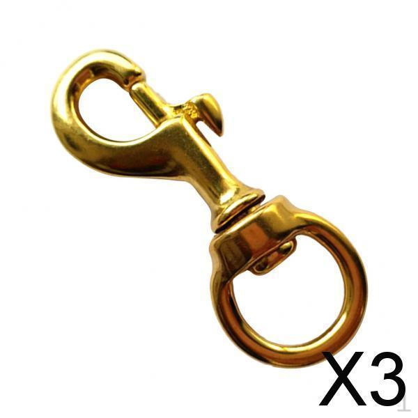 

3xSolid Brass Trigger Swivel Snap Hook Ring Clip Key Holder Chain 13x57mm