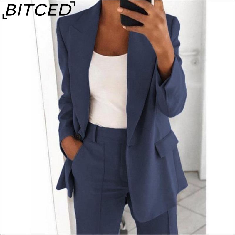 BITCED Women's Autumn Fashion: Tailored Collared Cardigan with Elegant Blazer Silhouette