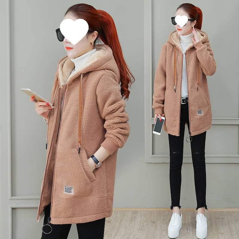 Women's Plus Size Faux Lambswool Mid-Length Cardigan - Velvet, Thick, Loose Fit, Autumn/Winter 2025 Korean Style.