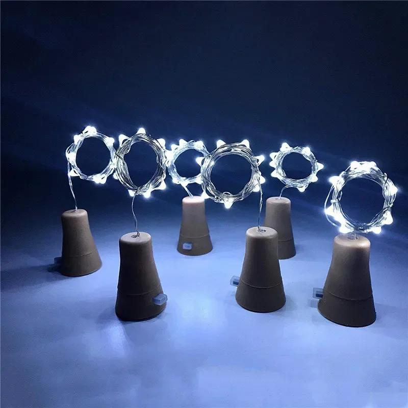 Solar Powered Wine Bottle Lights IP65Waterproof Cork Shape Fairy Lights Garland Christmas Light Copper Wire Home Room Decor Lamp