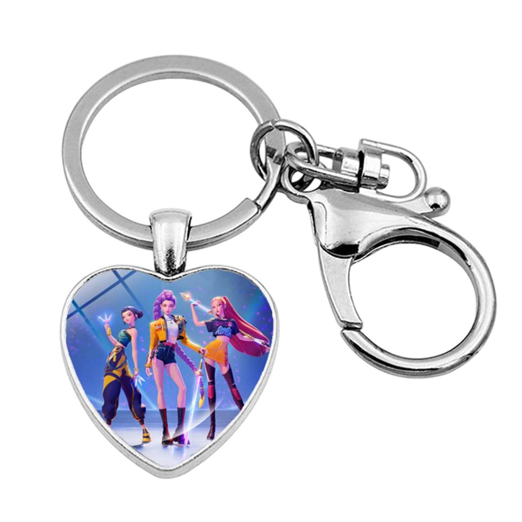 Witch Girl Group Surrounding Love Keychain Pendant Cartoon Anime Heart Pendant Accessories
