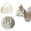 PU Leather Cute Handbag with Pear Handle Pleated Crossbody Bag Solid Color Sweet Shoulder Bag Travel Shopping Shoulder Bag