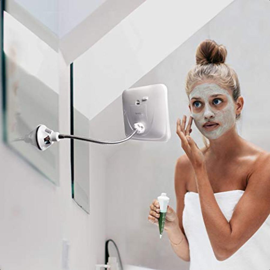 

Гибкое увеличительное зеркало 10X со светодиодной подсветкой и гибким держателем, дорожное зеркало для макияжа с присоской, светодиодная подсветка, работающая от батареек United States