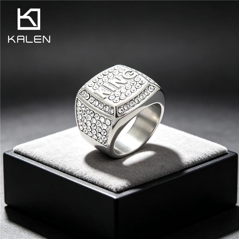 Creativity Men's Punk Hip Hop Rhinestone Ring Trendy KING Ring Fashion Jewelry Wedding Party Valentine Gift