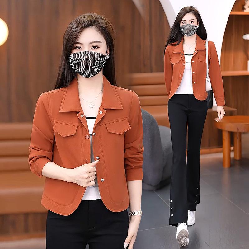 

Women s Casual Versatile Petite Orange Lapel Jacket 3XL помаранчевий