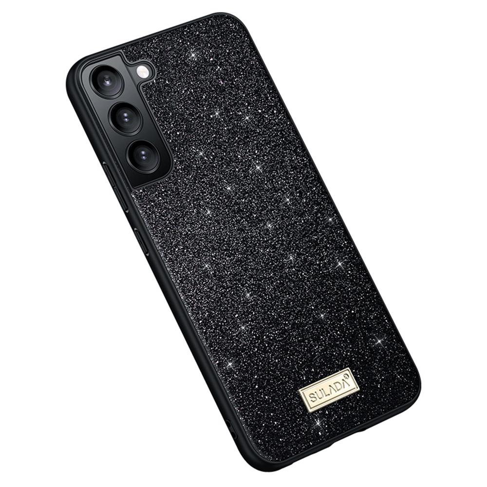 

SULADA For Samsung Galaxy S25 Case PU Leather+PC+TPU Glitter Sequins Back Phone Cover Black