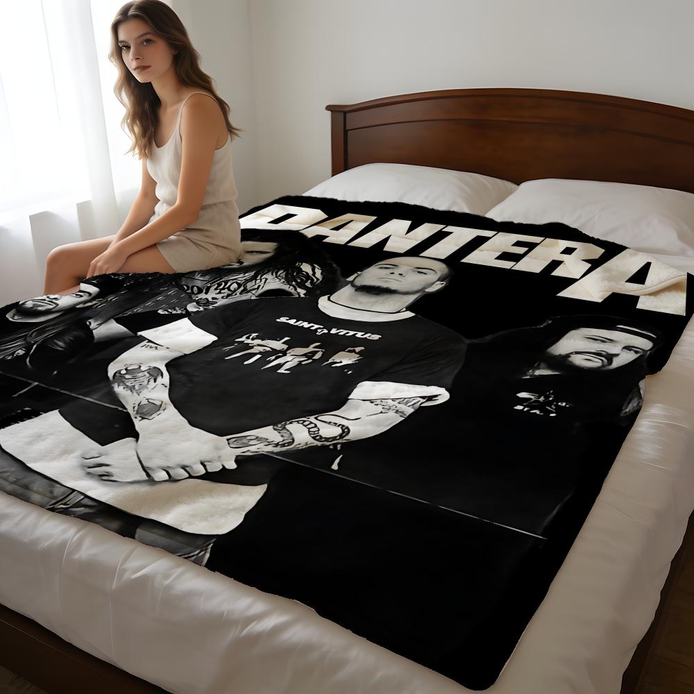 Throw High-Density Short Plush Blanket For Sofa Nap Air-Conditioned Room Soft Skin-Friendly P-Pantera Band 75X95CM