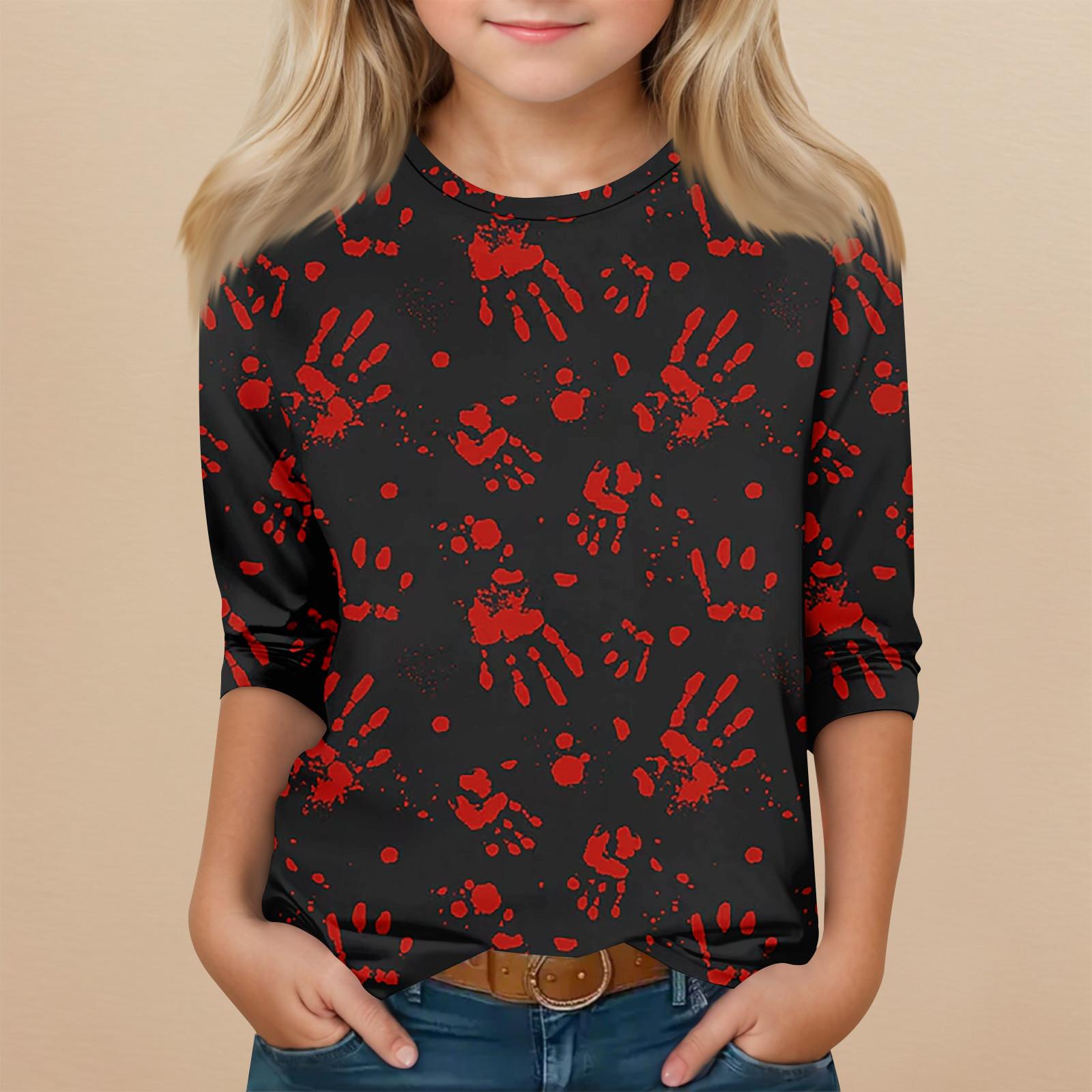 

Детский топ с рукавом 3/4 и круглым вырезом, с принтом на Хэллоуин, повседневный 110 чёрный