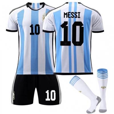 2022 FIFA World Cup Argentina Home #10 MESSI Sport Training Jersey Set with Socks Teens Kids Adults Custome Name Football Kits