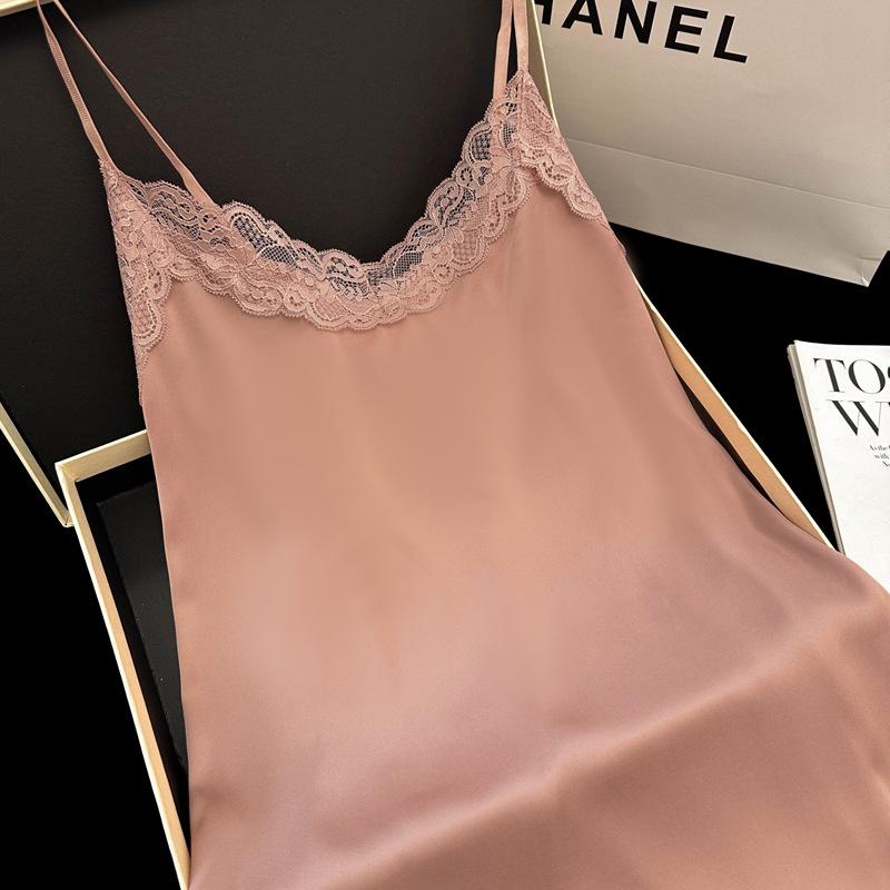 Damen Sommer Eis Seide Spitze Nachthemd - Sexy Reiner Wunsch Stil