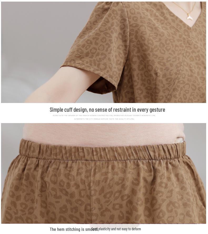 Stylish V-Neck Summer Two-Piece Set for Middle-Aged and Elderly Women