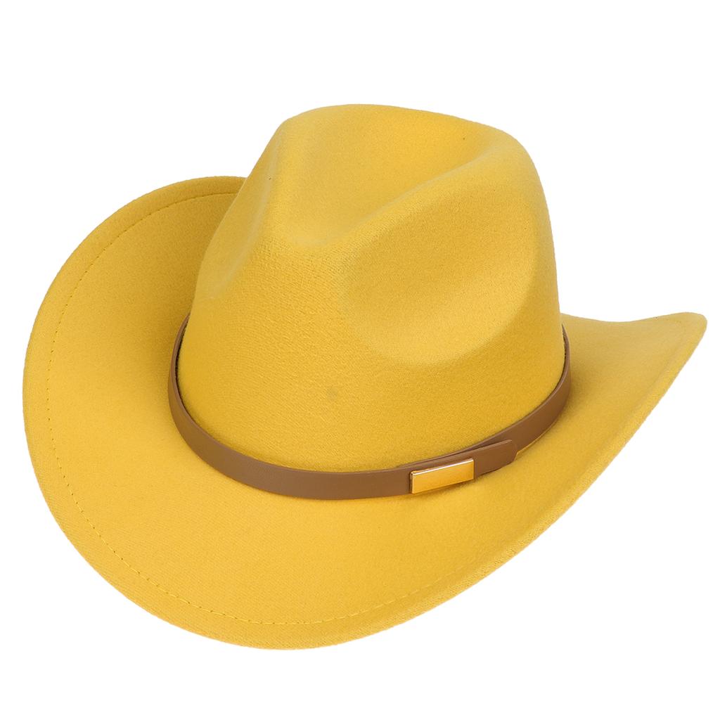 Women Men Western Cowboy Hat, Wide Curved Brim Felt Cowgirl Hat, Vintage Jazz Riding Hat, Removable Hat Belt, Head Circumference 56‑58cm