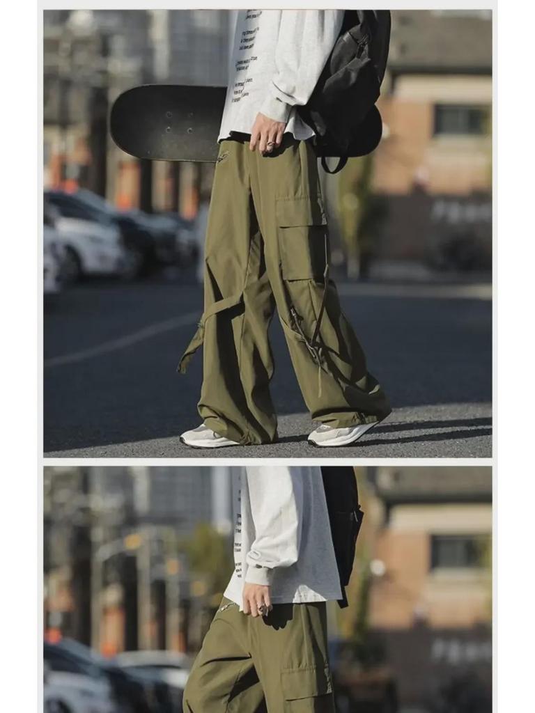 Ανδρικό Ρετρό Παντελόνι Φαρδύ Πόδι με Χαλαρή Εφαρμογή και Σχέδιο με Κορδέλες