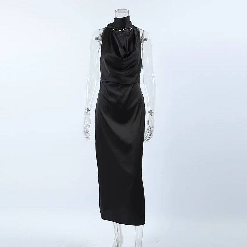 

Fashion Style New Sexy off Shoulder Swing Collar Silm Sleeveless Dress Sexy off Shoulder Dress Black M