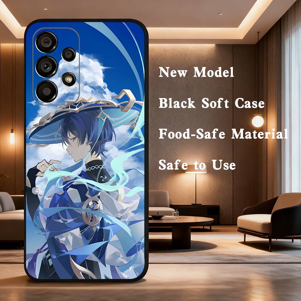 

Genshin Impact Wanderer For Samsung Galaxy A73,31,8,9,52,J7,22,Note,72,41,71,53,32,Soft Black Silicone Cover Case SamsungA32 4G