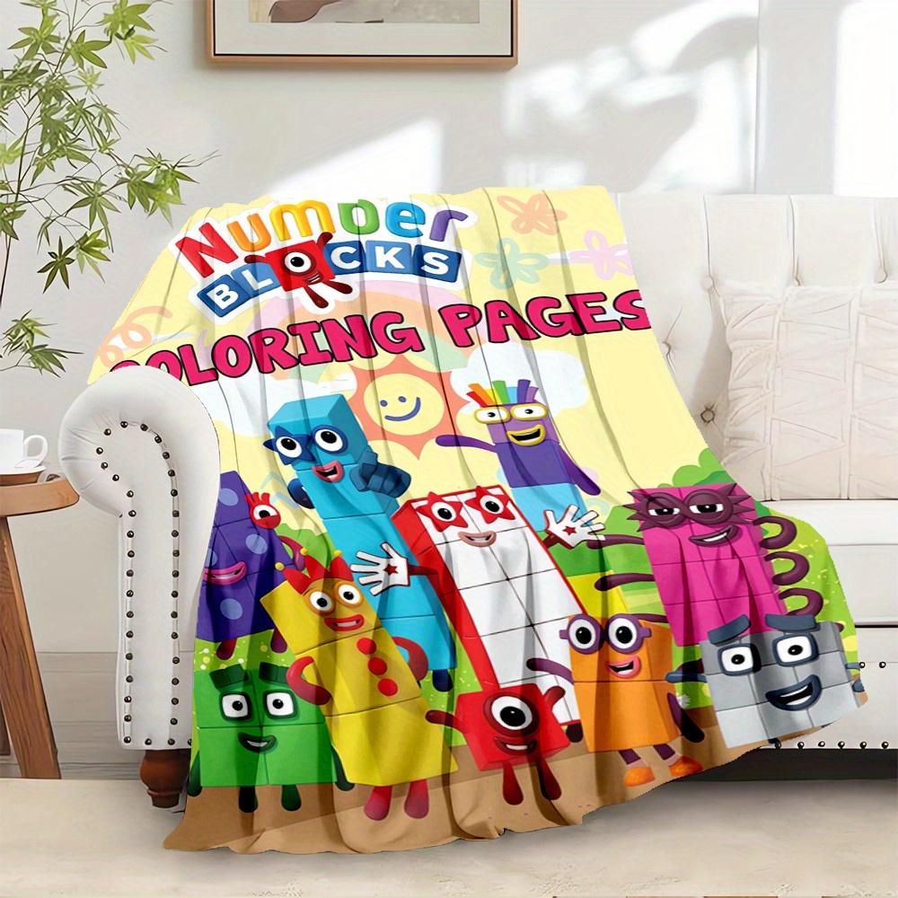

1pc Flannel Throw Blanket, Number Blocks,Coloring Pages,WonderlandiumPattern Printed Blanket, Warm Cozy Soft Blanket For Couch Bed Sofa Car 100x150cm