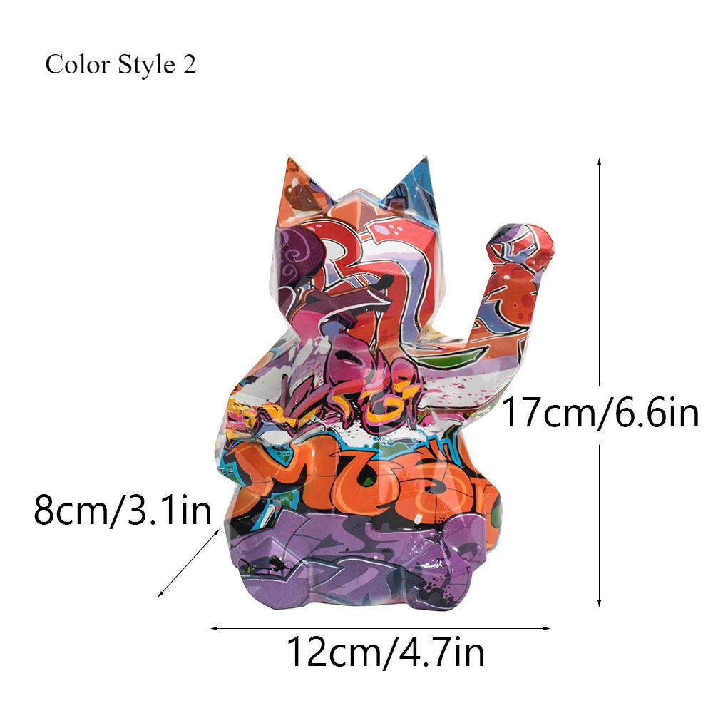 Europejski Matowy Geometryczny Ornament Kotka Szczęścia Salon Biurko Dekoracja Domu Rzemiosło z Żywicy