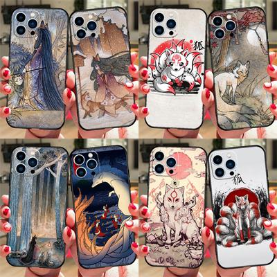 Capa de telefone Kitsune Fox Art para iPhone 12 13 Mini 11 Pro XS Max 6 7 8 Plus SE 2020 X XR Capa de silicone