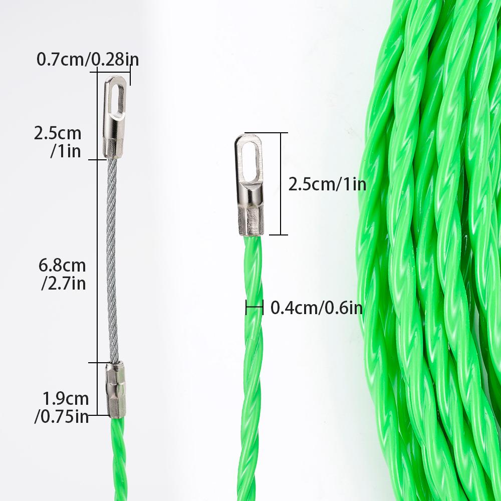 Cable Push Puller Fiberglass Duct Rodder Fish Tape Cable Pulling Tool Electrical Wire Cable Guide Device Aid Tool 4mm 5-40M