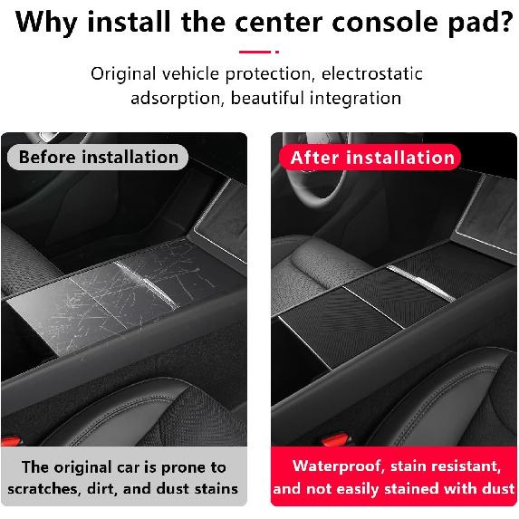Center Console Silicone Wrap Kit for Tesla Model 3 2024-2025 / Model Y 2025, Tesla Center Console electrostatic adsorption Cover for Model 3/Y