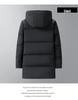 Men's Mid-Length Hooded Black Down Jacket - Thickened Winter White Duck Down Coat for Warmth