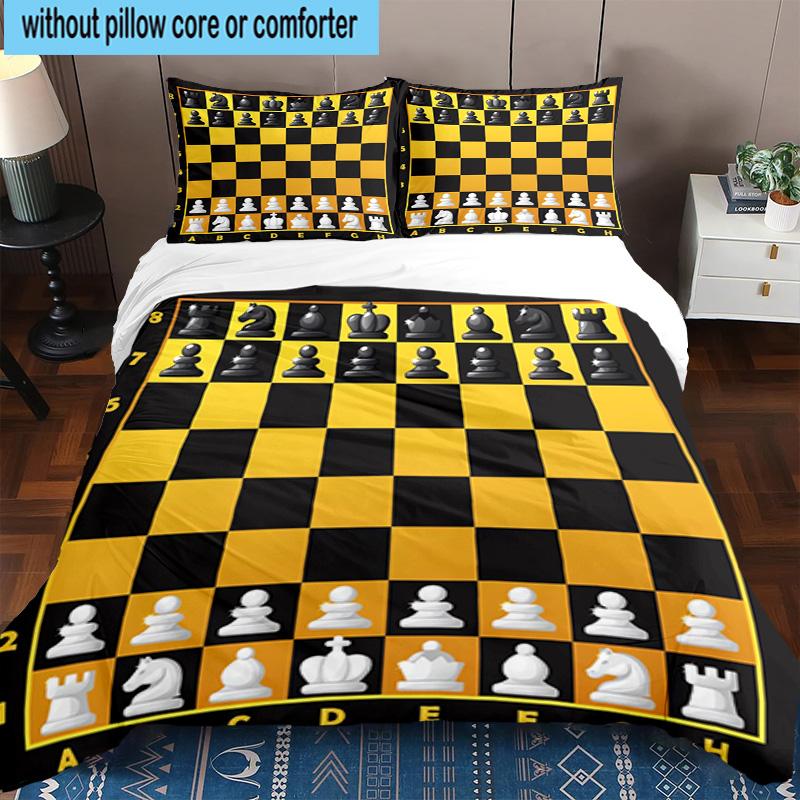 Chess Opening Strategy 3pcs Bedding,Including 1pc Duvet Cover And 2pcs Pillowcases Perfect for Christmas,Ideal for Bedroom, Dormitory