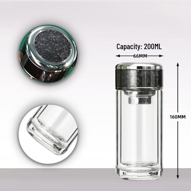 Woxin Double-Layer Borosilicate Glass Cup: High-Temp Resistant, Heat-Insulating, Anti-Scald, Business Logo Customizable for Tea/Water Separation.