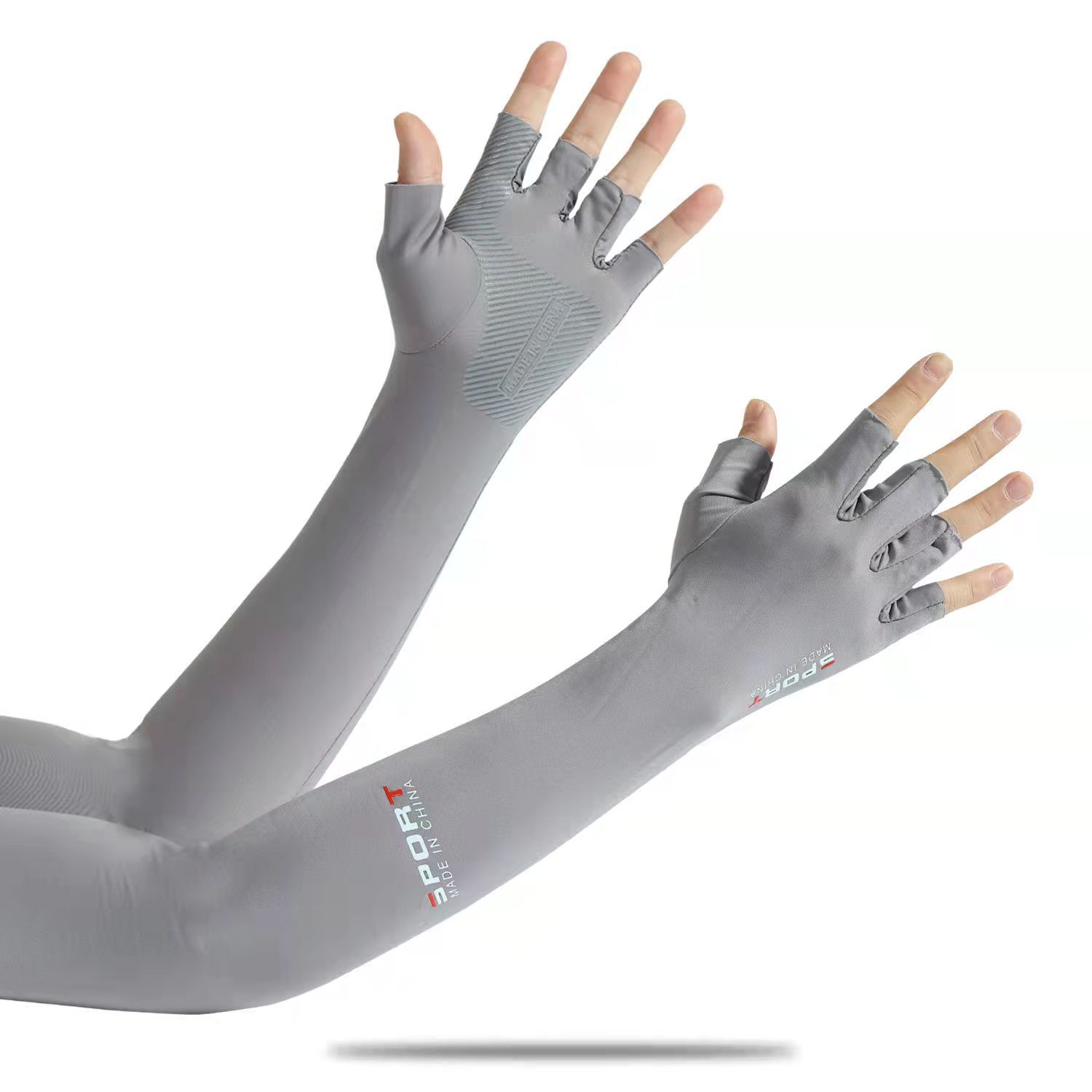 

Солнцезащитные ледяные перчатки с двумя пальцами для женщин, удлиненные летние ледяные шелковые рукава с пятью пальцами, накидки на руки с открытыми пальцами, для рыбалки и вождения для мужчин average size