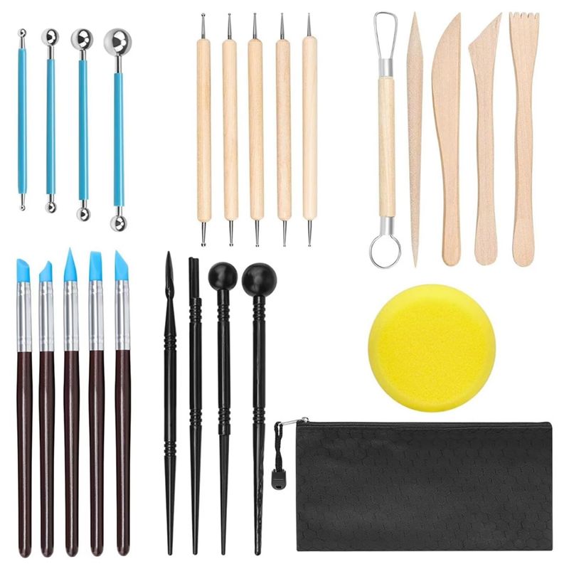 M-Modern-24Pcs Polymer Clay Kit Clay Sculpting Tools, Sculpting Dotting Tools Set, Dotting Tools
