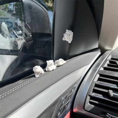 4Pcs Nette Eisbär Form Harz Ornament Auto Rückspiegel Dashboard Figur Dekoration Auto Spiegel Innen