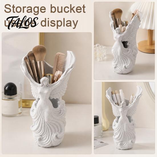 Elegant Makeup Brush Holder 3D Printed Angel Wings Vase & Pen Holder, Sculpture Winged Desktop Decor, Multi‑Functional Dry Flower Vase, Artistic