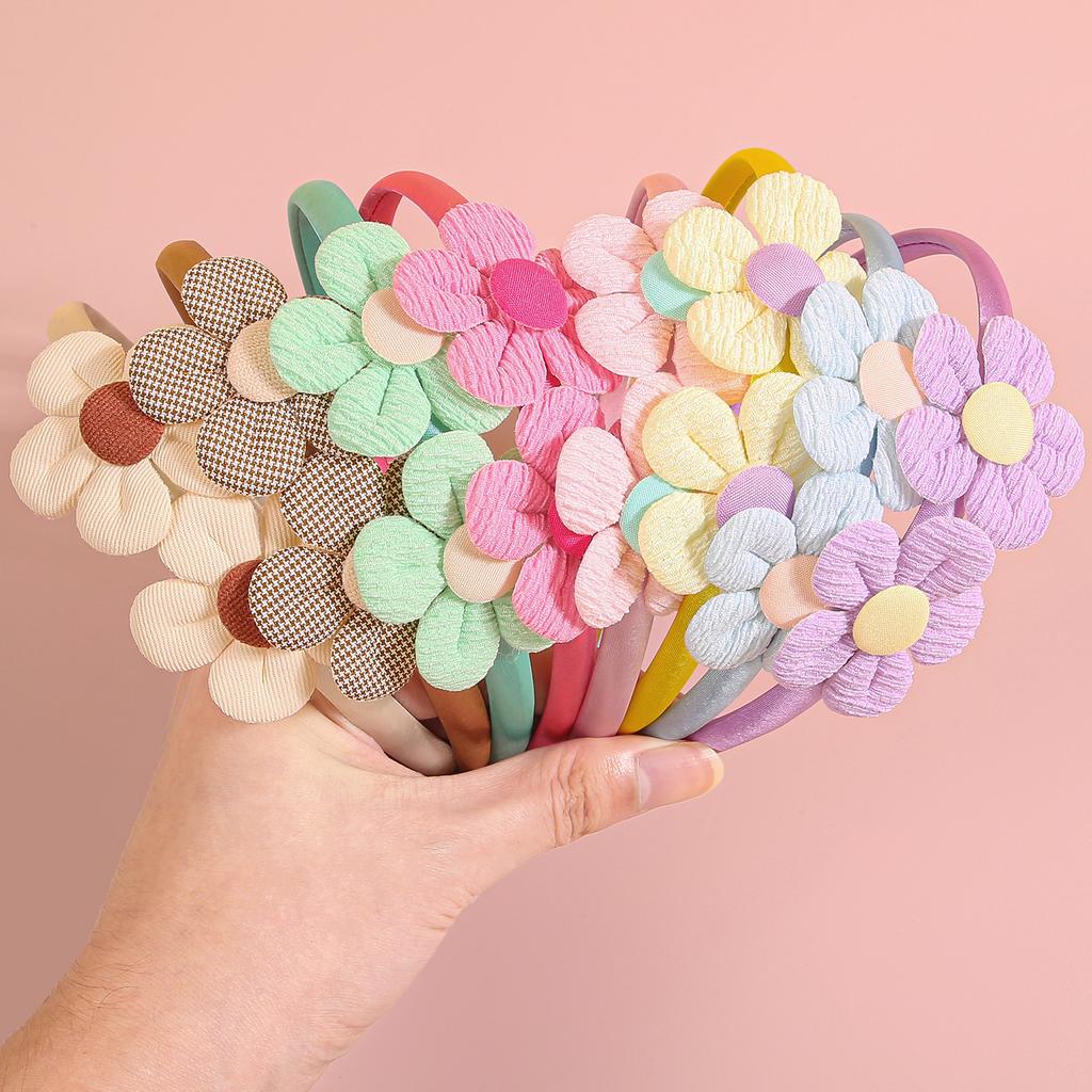 4/8pcs Flower Headbands for Girls Kids Girls Plastic Satin Hairbands Cute Flower Headband Children Hair Aceessories