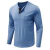 Men's Long Sleeve Round Neck T-Shirt Men's Henley Base Shirt Casual Top