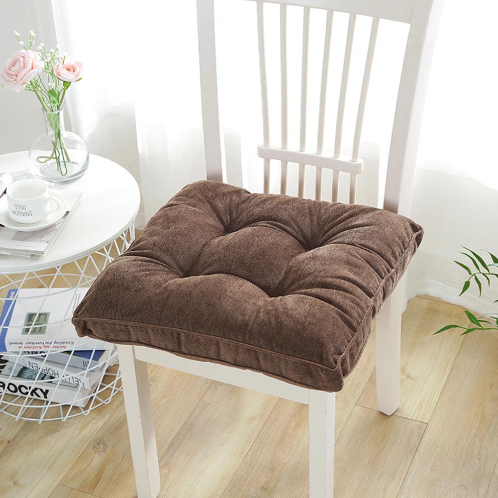 

Large Size Thicken Corduroy Surface Solid Color Chair Cushion Brown45x45cm square (with straps)#0