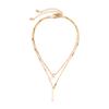 Simple Double-Layer Metal Rod Slightly Inlaid Heart-Shaped Necklace Female, Temperament Water Drop Fine Chain Necklace Necklace