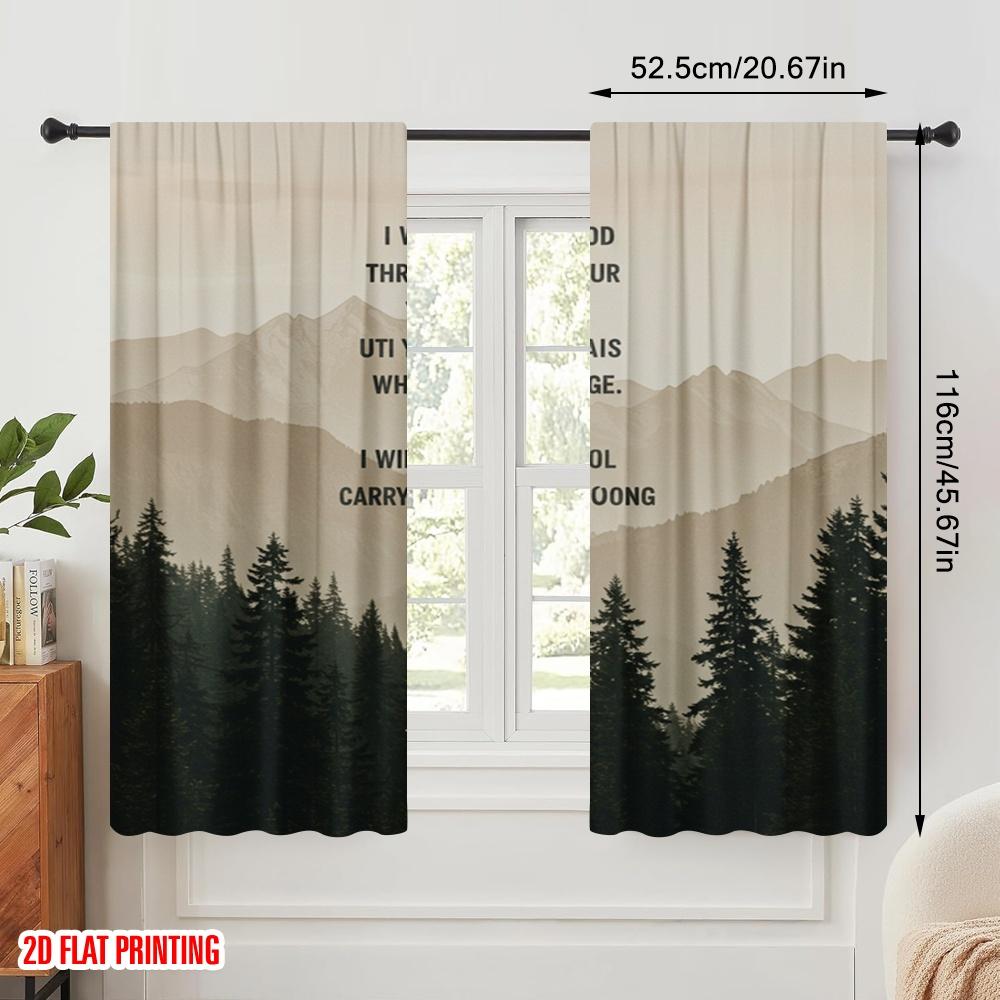 2pcs 2D flat printing Drapes Faithful God Lifelong Care Fabric Without Electricity Family Party Use for General Festive and