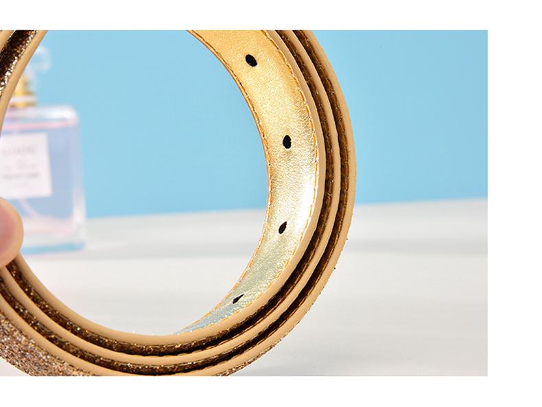Trendy Korean Style Women's Gold Faux Leather PU Belt
