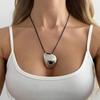 Salircon Creative Black Leather Rope Chain Necklace for Women Simple Geometric Oval Adjustable Choker Necklace Party Jewelry
