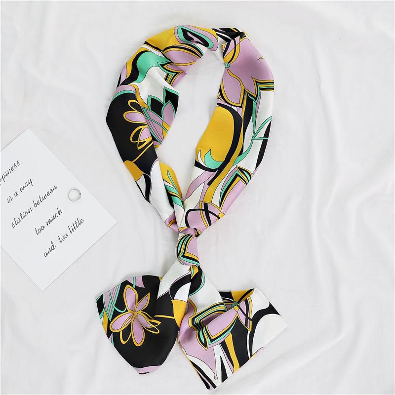 Korean Version of Spring and Summer Long Silk Scarves, Small Scarves, Scarves, Women's Versatile Printing Thin and Narrow Headbands Are Very Good Yao
