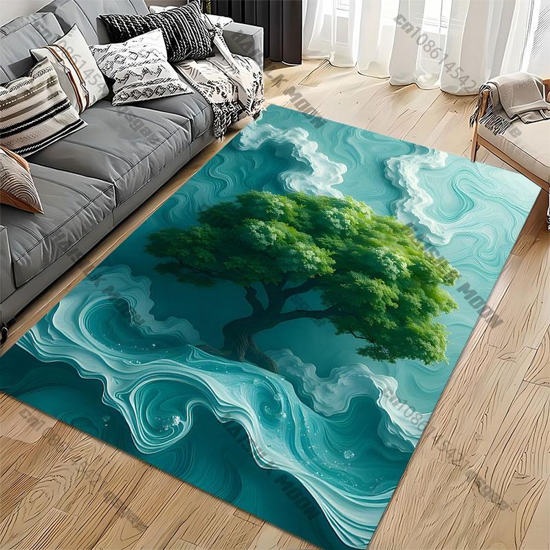 Nature tranquility surreal artistic scene carpet Yoga living room room decor children's crawling mat doormat area rug