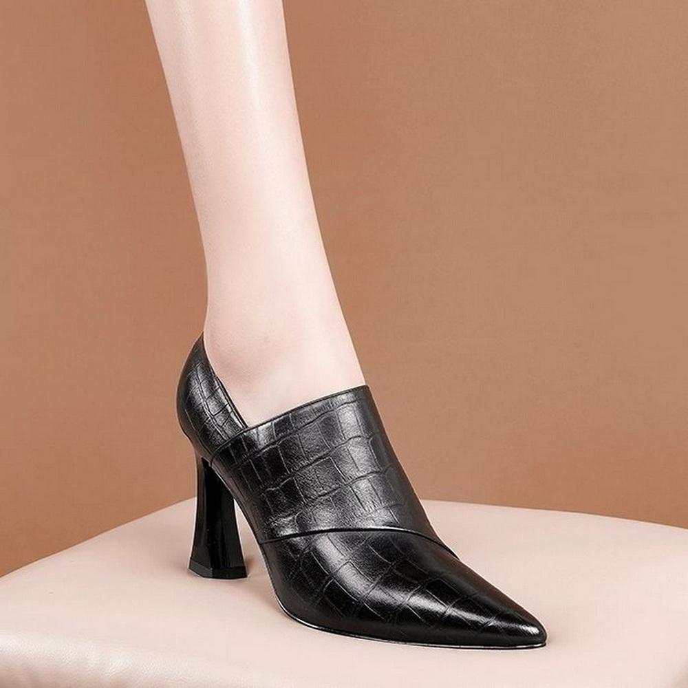 

Мода FHC 2025 Весна Новые Женские Туфли-лодочки, Высокие Каблуки Офис Леди Мягкая Кожа Рабочая Обувь, Острый Носок, Боковая Молния, Черный, Дропшиппинг 34 чёрный
