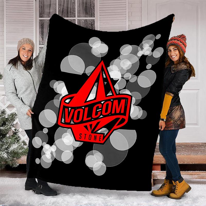 V-VOLCOM LOGO4 printed throw blanket—lightweight,soft,warm;versatile blanket for all seasons—perfect as &air-conditioning throw,nap blanket