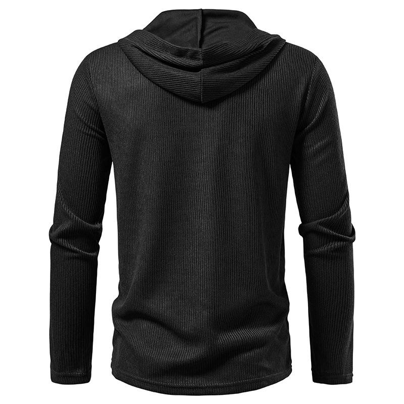 Men's Lace-Up Hooded Textured Sweatshirt Casual Pullover for Men Autumn Winter Warm Fashion Multi-Color Long Sleeve Male Top
