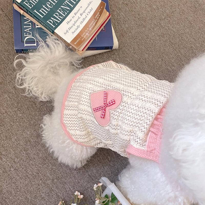 Pet Dog Clothes Cute Thin Breathable Love Teddy Pomeranian Small Dogs And Kittens Vest
