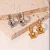 Stainless Steel Hoop Star Earrings For Women Gold Color Star Drop Summer Earrings