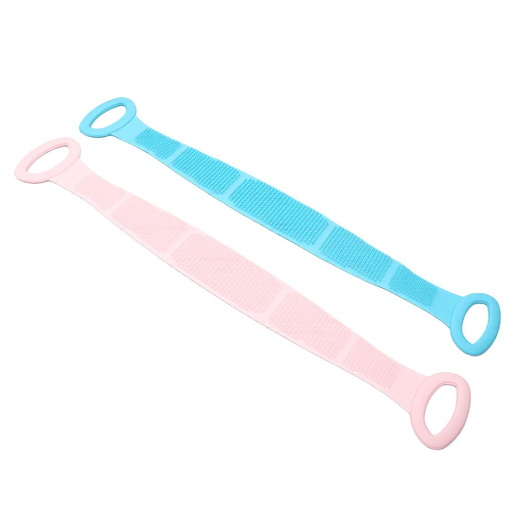 26.77in Silicone Back Scrubber Straps Double Sided Food Grade Safe Silicone Body Scrubber Belts with Anti Slip Handle