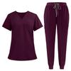 Set da lavoro a maniche corte con scollo a V da donna - Uniforme a due pezzi per il lavoro