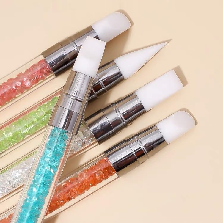 10PCS Nail Art Gel Carving Pen Acrylic Dotting Pens, Double-Ended Silicone Brushes for Design Nail Foil Carving Drawing and 3D Effect Shaping Drawing