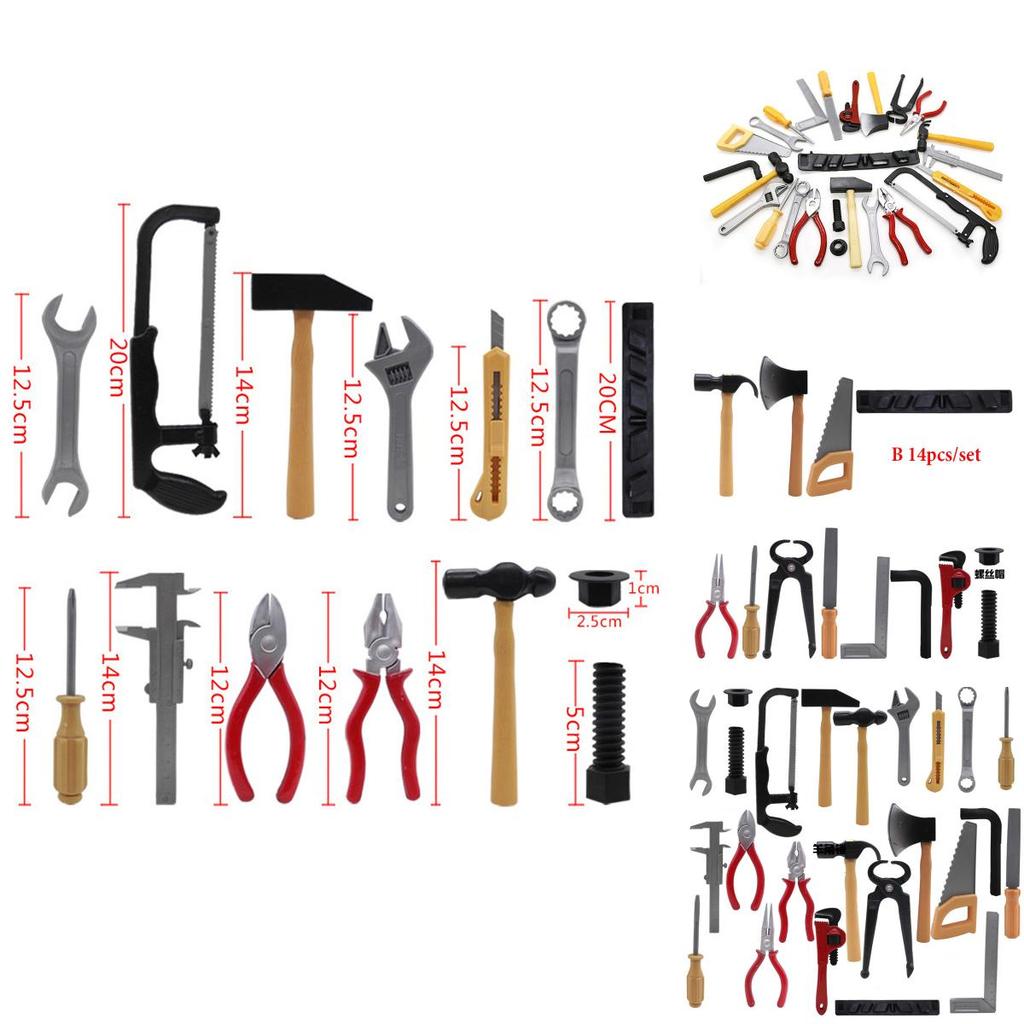 Premium 14pcs Construction Tool Set Toy For Childrens Creative Pretend Play And Learning
