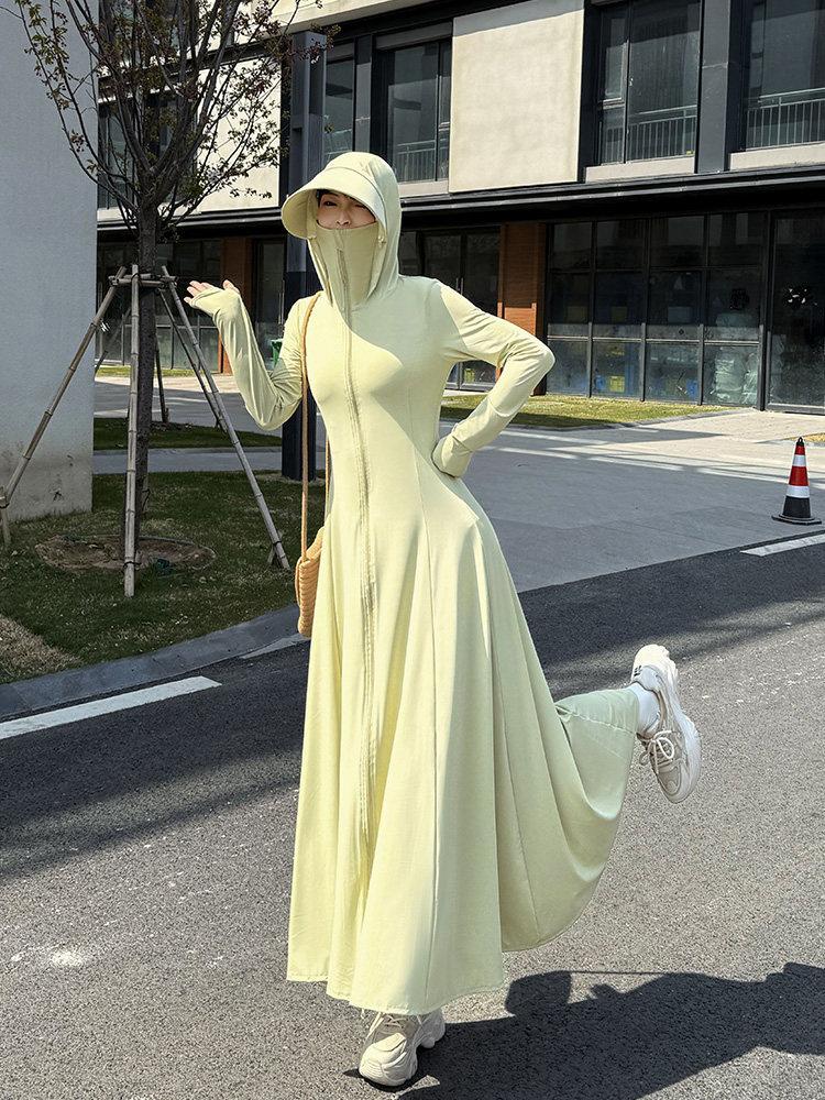 1011 summer new long full body sunscreen clothing women's slim super long outdoor professional UV protection sunscreen clothing